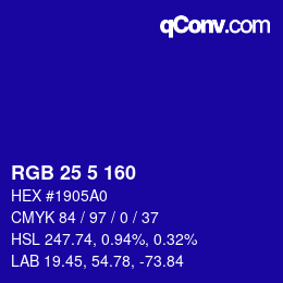 Color code: RGB 25 5 160 | qconv.com