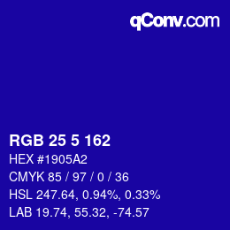 Farbcode: RGB 25 5 162 | qconv.com