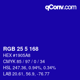 Color code: RGB 25 5 168 | qconv.com