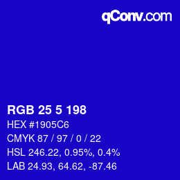 Color code: RGB 25 5 198 | qconv.com