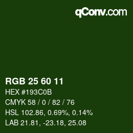 カラーコード: RGB 25 60 11 | qconv.com