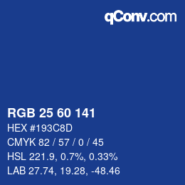 カラーコード: RGB 25 60 141 | qconv.com