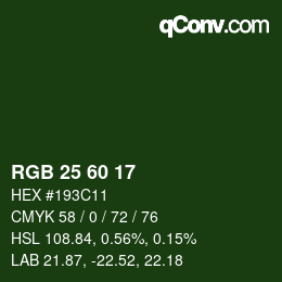 カラーコード: RGB 25 60 17 | qconv.com