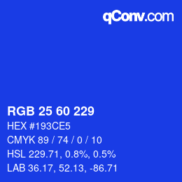 カラーコード: RGB 25 60 229 | qconv.com