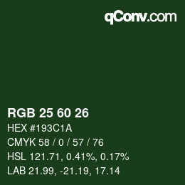 カラーコード: RGB 25 60 26 | qconv.com