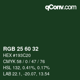 カラーコード: RGB 25 60 32 | qconv.com