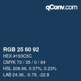 カラーコード: RGB 25 60 92 | qconv.com