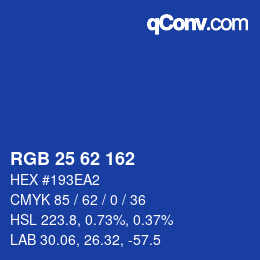 Color code: RGB 25 62 162 | qconv.com