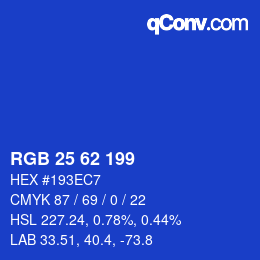 Color code: RGB 25 62 199 | qconv.com