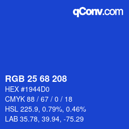 カラーコード: RGB 25 68 208 | qconv.com