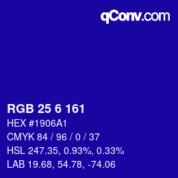 Color code: RGB 25 6 161 | qconv.com