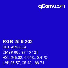 Color code: RGB 25 6 202 | qconv.com