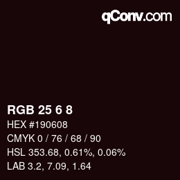 Color code: RGB 25 6 8 | qconv.com