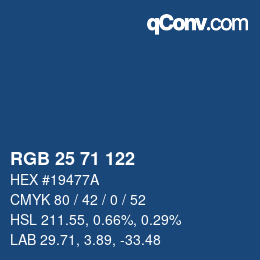 カラーコード: RGB 25 71 122 | qconv.com