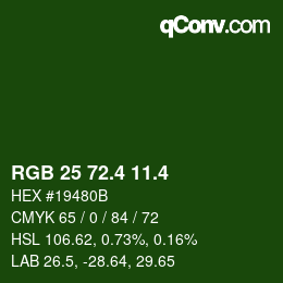 カラーコード: RGB 25 72.4 11.4 | qconv.com