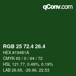 カラーコード: RGB 25 72.4 26.4 | qconv.com