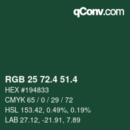 カラーコード: RGB 25 72.4 51.4 | qconv.com