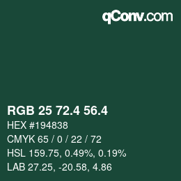 カラーコード: RGB 25 72.4 56.4 | qconv.com