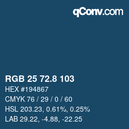 カラーコード: RGB 25 72.8 103 | qconv.com
