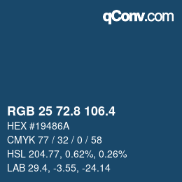 カラーコード: RGB 25 72.8 106.4 | qconv.com