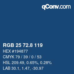 カラーコード: RGB 25 72.8 119 | qconv.com