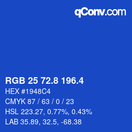 カラーコード: RGB 25 72.8 196.4 | qconv.com