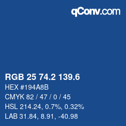 カラーコード: RGB 25 74.2 139.6 | qconv.com
