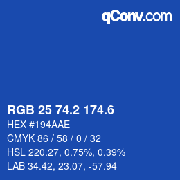 カラーコード: RGB 25 74.2 174.6 | qconv.com