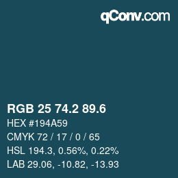カラーコード: RGB 25 74.2 89.6 | qconv.com