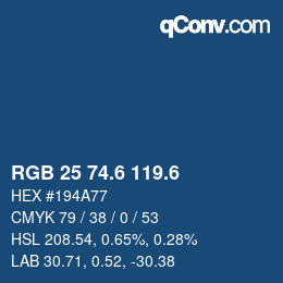 カラーコード: RGB 25 74.6 119.6 | qconv.com