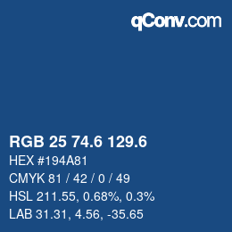 カラーコード: RGB 25 74.6 129.6 | qconv.com