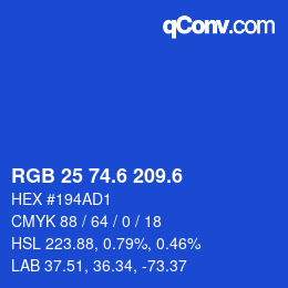 カラーコード: RGB 25 74.6 209.6 | qconv.com