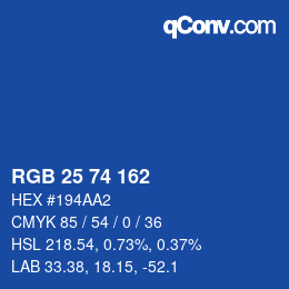 Color code: RGB 25 74 162 | qconv.com