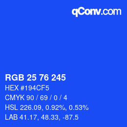 Color code: RGB 25 76 245 | qconv.com
