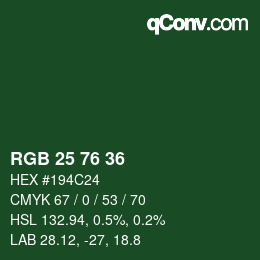 Farbcode: RGB 25 76 36 | qconv.com
