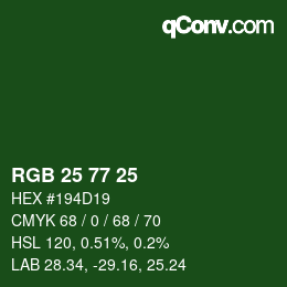 Farbcode: RGB 25 77 25 | qconv.com