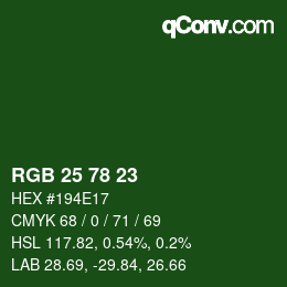 Color code: RGB 25 78 23 | qconv.com