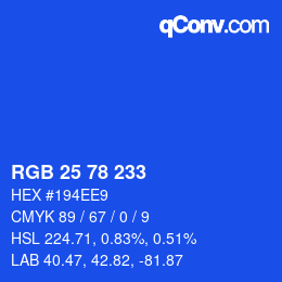 Color code: RGB 25 78 233 | qconv.com