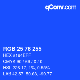 Color code: RGB 25 78 255 | qconv.com