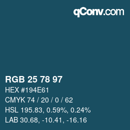 Color code: RGB 25 78 97 | qconv.com