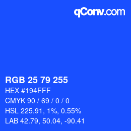 Color code: RGB 25 79 255 | qconv.com