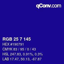 カラーコード: RGB 25 7 145 | qconv.com