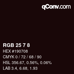 Color code: RGB 25 7 8 | qconv.com