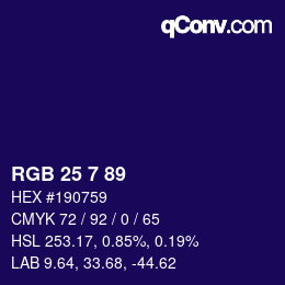 カラーコード: RGB 25 7 89 | qconv.com