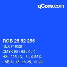 Color code: RGB 25 82 255 | qconv.com