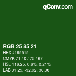 Color code: RGB 25 85 21 | qconv.com