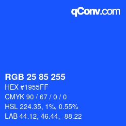 Color code: RGB 25 85 255 | qconv.com