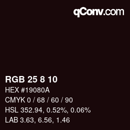 Color code: RGB 25 8 10 | qconv.com
