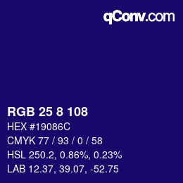 Color code: RGB 25 8 108 | qconv.com