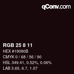 Color code: RGB 25 8 11 | qconv.com